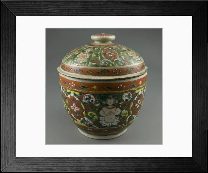 Framed Print : Bencharong (Five-Colored) Ware Covered Jar, Mid-19th century. Creator: Unknown Framed Print : Bencharong (Five-Colored) Ware Covered Jar, Mid-19th century. Creator: Unknown