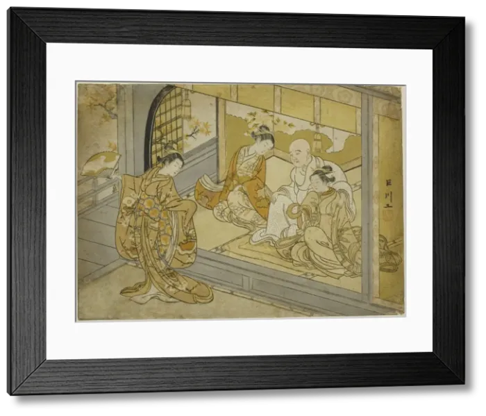 Framed Print : Hotoke Gozen Dancing before Taira no Kiyomori, 1765. Creator: Suzuki Harunobu Framed Print : Hotoke Gozen Dancing before Taira no Kiyomori, 1765. Creator: Suzuki Harunobu