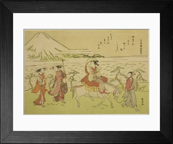 Framed Print : Parody of Ariwara no Narihiras journey to the east, c. 1767 / 68. Creator: Suzuki Harunobu Framed Print : Parody of Ariwara no Narihiras journey to the east, c. 1767 / 68. Creator: Suzuki Harunobu