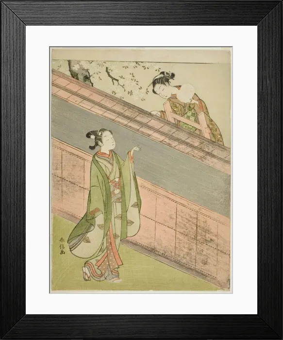 Framed Print : A Young Woman Returning a Ball to a Young Man, c. 1767. Creator: Suzuki Harunobu Framed Print : A Young Woman Returning a Ball to a Young Man, c. 1767. Creator: Suzuki Harunobu