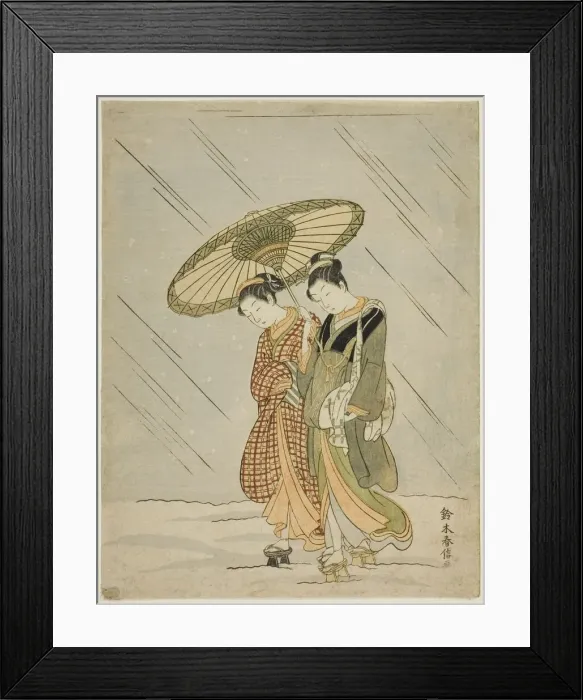 Framed Print : Snow on the Way Back from the Public Bath, c. 1766 / 67. Creator: Suzuki Harunobu Framed Print : Snow on the Way Back from the Public Bath, c. 1766 / 67. Creator: Suzuki Harunobu