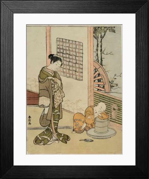 Framed Print : The Sleeping Tea-Boy (parody of Hokaso), c. 1767. Creator: Suzuki Harunobu Framed Print : The Sleeping Tea-Boy (parody of Hokaso), c. 1767. Creator: Suzuki Harunobu