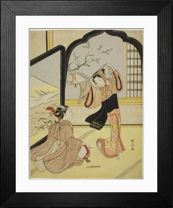 Framed Print : The Harugoma Dance, c. 1767 / 68. Creator: Suzuki Harunobu Framed Print : The Harugoma Dance, c. 1767 / 68. Creator: Suzuki Harunobu