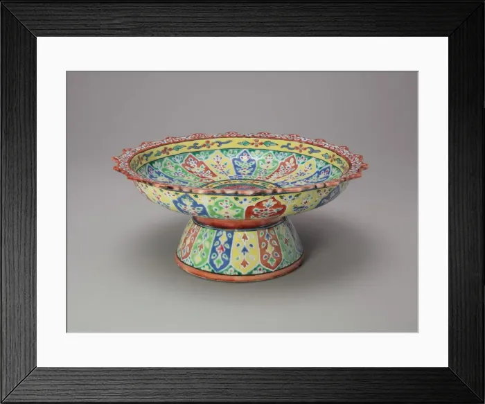 Framed Print : Bencharong (Five-Colored) Ware Stem Plate with Foliate Rim, 19th century Framed Print : Bencharong (Five-Colored) Ware Stem Plate with Foliate Rim, 19th century