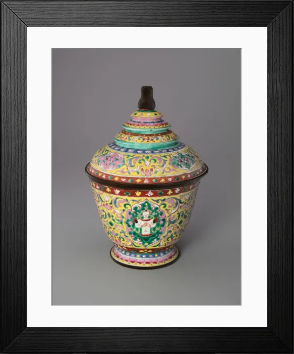 Framed Print : Bencharong (Five-Colored) Ware Jar with Tiered Cover, 18th / 19th century. Creator: Unknown Framed Print : Bencharong (Five-Colored) Ware Jar with Tiered Cover, 18th / 19th century. Creator: Unknown
