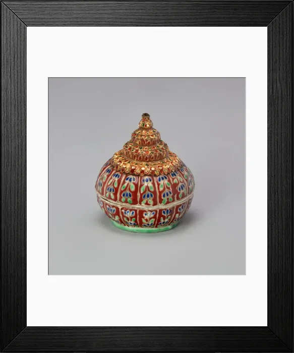 Framed Print : Bencharong (Five-Colored) Ware Miniature Jar with Tiered Cover, 19th century Framed Print : Bencharong (Five-Colored) Ware Miniature Jar with Tiered Cover, 19th century