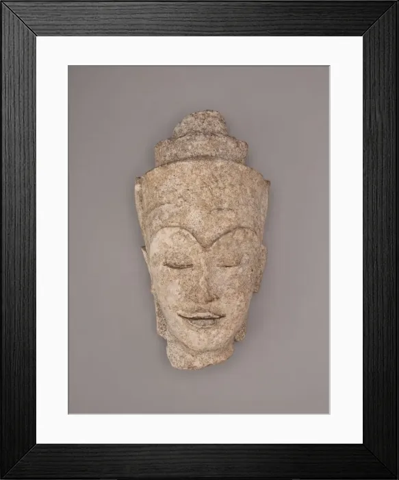 Framed Print : Crowned Head of a Bodhisattva, Ayutthaya period, late 17th century. Creator: Unknown Framed Print : Crowned Head of a Bodhisattva, Ayutthaya period, late 17th century. Creator: Unknown
