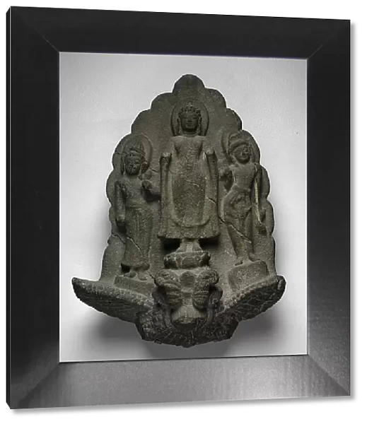 Buddha and Companions Riding a Mythical Animal, Dvaravati period, 8th century