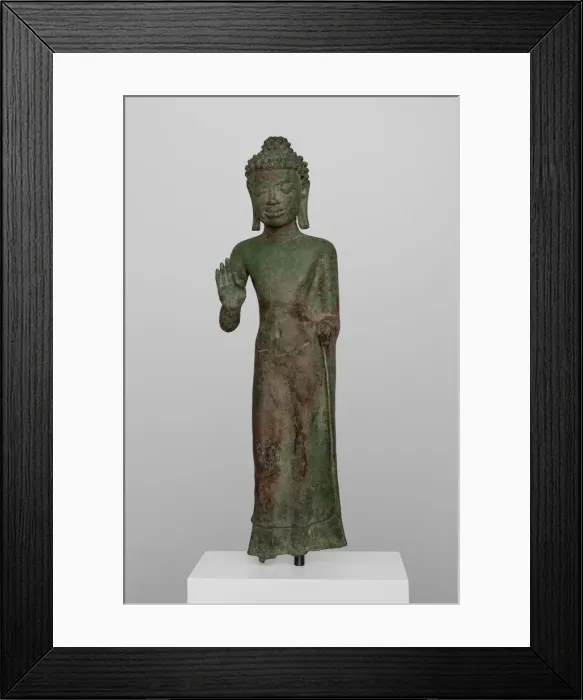 Framed Print : Buddha with Hand in Gesture of Teaching (Vitarkamudra), Dvaravati period, 8th century Framed Print : Buddha with Hand in Gesture of Teaching (Vitarkamudra), Dvaravati period, 8th century