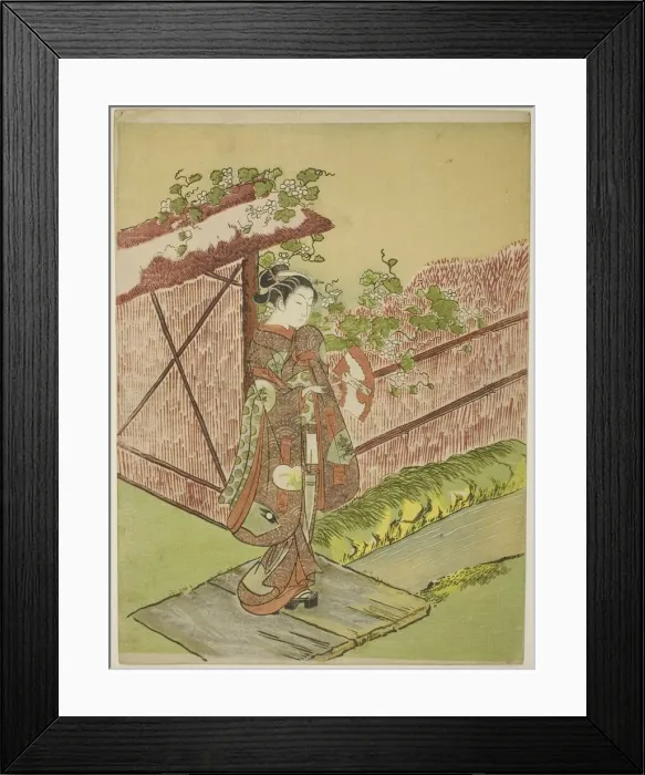 Framed Print : Meeting her Lover (parody of the Yugao chapter of Tale of Genji'), c. 1766 Framed Print : Meeting her Lover (parody of the Yugao chapter of Tale of Genji'), c. 1766
