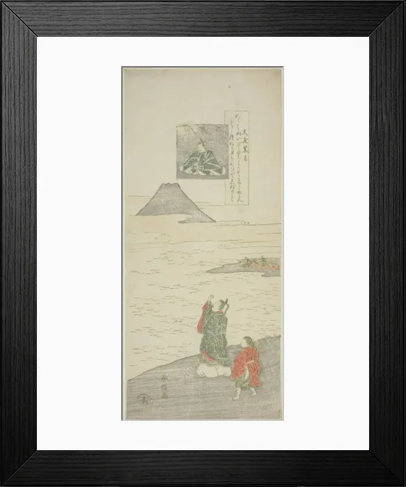 Framed Print : Poem by Otomo no Kuronushi, from the series Six Famous Poets (Rokkasen), c Framed Print : Poem by Otomo no Kuronushi, from the series Six Famous Poets (Rokkasen), c
