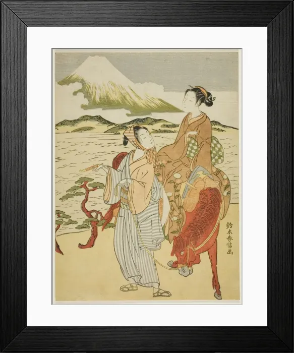 Framed Print : Pausing to admire Mt. Fuji (parody of Ariwara no Narihiras journey to the east), c Framed Print : Pausing to admire Mt. Fuji (parody of Ariwara no Narihiras journey to the east), c
