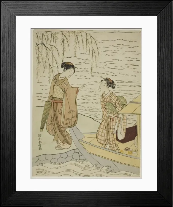 Framed Print : Two Girls Leaving a Boat, c. 1767 / 68. Creator: Suzuki Harunobu Framed Print : Two Girls Leaving a Boat, c. 1767 / 68. Creator: Suzuki Harunobu