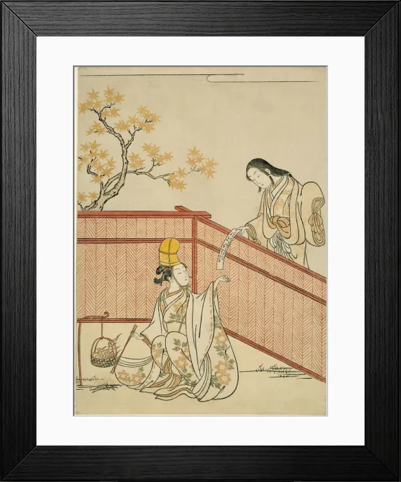 Framed Print : Burning Autumn Maple Leaves, 1765. Creator: Suzuki Harunobu Framed Print : Burning Autumn Maple Leaves, 1765. Creator: Suzuki Harunobu