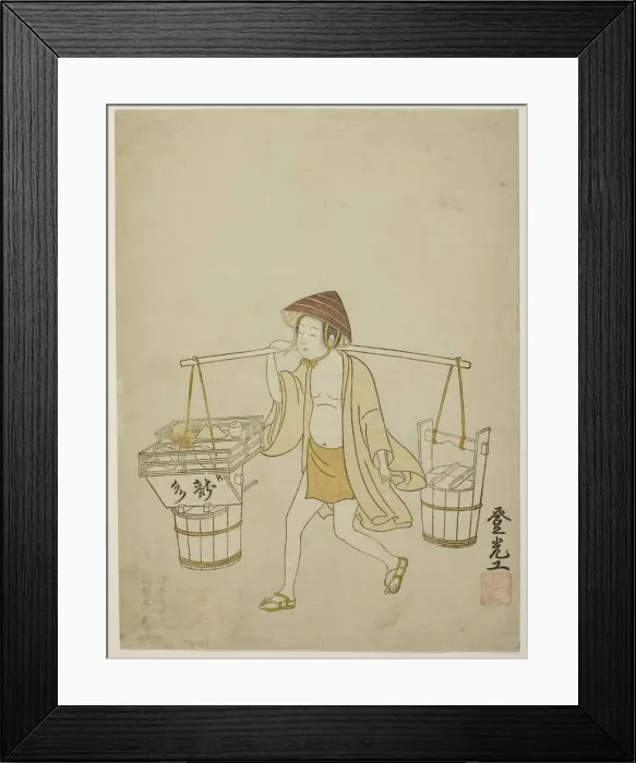 Framed Print : A water vendor, 1765. Creator: Suzuki Harunobu Framed Print : A water vendor, 1765. Creator: Suzuki Harunobu