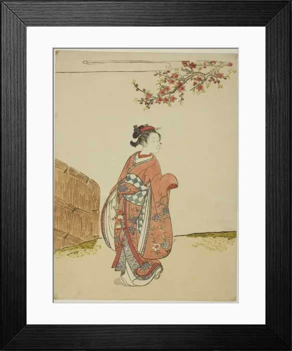 Framed Print : Under a Peach Tree, c. 1766. Creator: Suzuki Harunobu Framed Print : Under a Peach Tree, c. 1766. Creator: Suzuki Harunobu