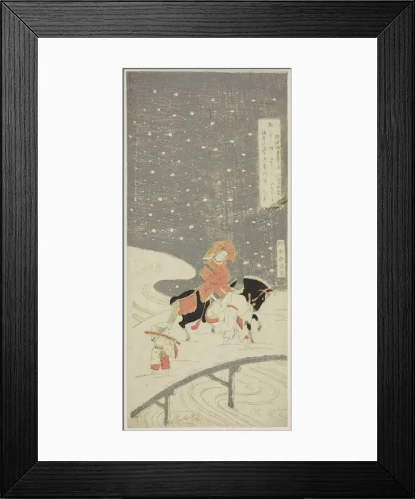 Framed Print : Sano Crossing at Miwagasaki (Miwagasaki Sano no watari), 1760s. Creator: Suzuki Harunobu Framed Print : Sano Crossing at Miwagasaki (Miwagasaki Sano no watari), 1760s. Creator: Suzuki Harunobu