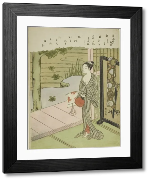 Framed Print : Poem by Fujiwara no Toshiyuki, from an untitled series of Thirty-Six Immortal Poets, c Framed Print : Poem by Fujiwara no Toshiyuki, from an untitled series of Thirty-Six Immortal Poets, c