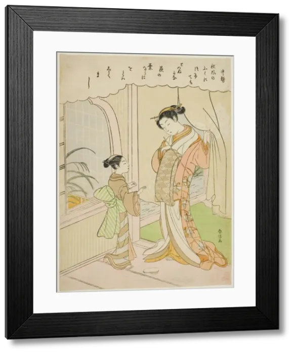 Framed Print : Poem by Nakatsukasa, from an untitled series of Thirty-Six Immortal Poets, c. 1767  /  68