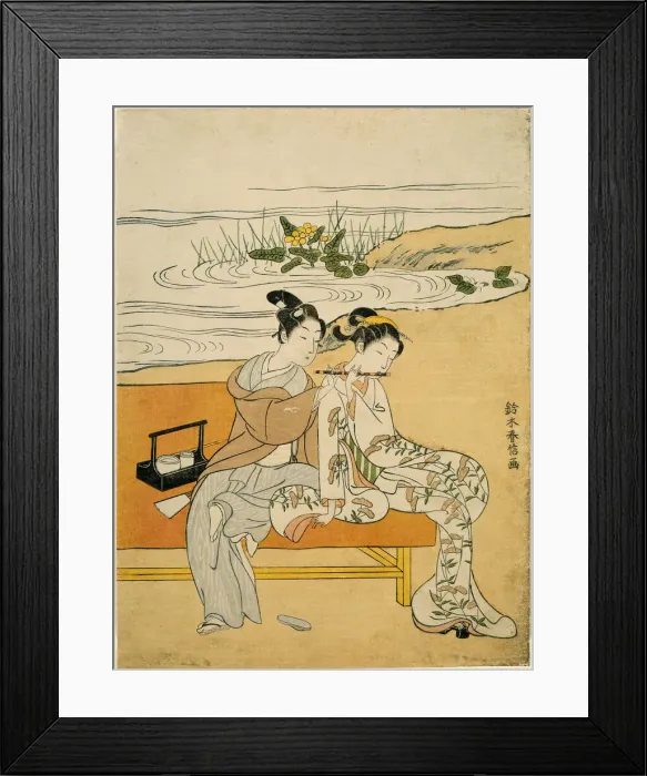 Framed Print : Lovers Playing the Same Fute (parody of Xuanzong and Yang Guifei), c. 1767 Framed Print : Lovers Playing the Same Fute (parody of Xuanzong and Yang Guifei), c. 1767