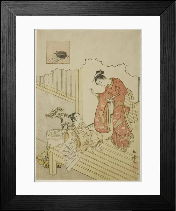 Framed Print : Ono no Komachi Washing the Book, Edo period (1615-1868), 1765 / 66 Framed Print : Ono no Komachi Washing the Book, Edo period (1615-1868), 1765 / 66