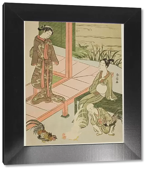 Watching a Cockfight at the Edge of the Veranda, c. 1767  /  68. Creator: Suzuki Harunobu