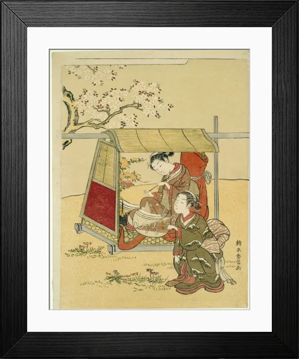 Framed Print : Resting in a Palanquin Beneath Cherry Blossoms, c. 1767 / 68. Creator: Suzuki Harunobu Framed Print : Resting in a Palanquin Beneath Cherry Blossoms, c. 1767 / 68. Creator: Suzuki Harunobu