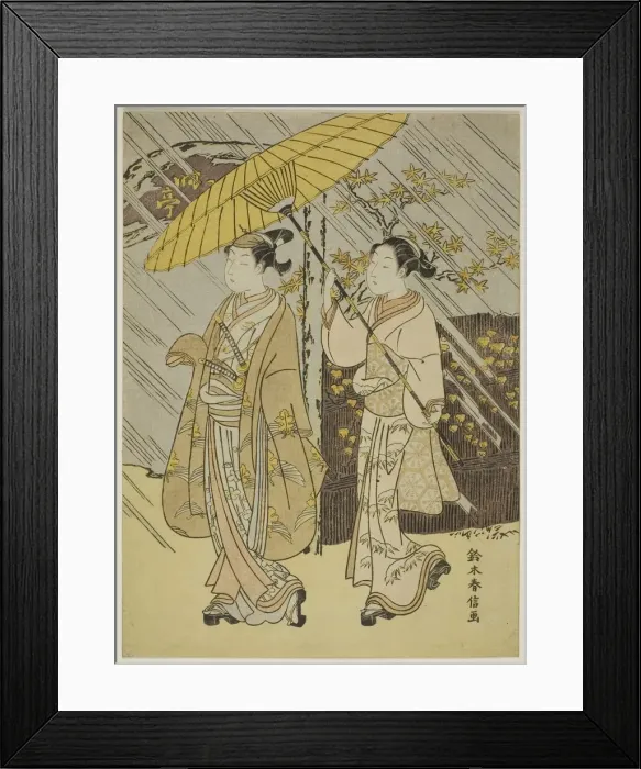 Framed Print : A Young Male Actor on Parade in Autumn Rain, c. 1765 / 70. Creator: Suzuki Harunobu Framed Print : A Young Male Actor on Parade in Autumn Rain, c. 1765 / 70. Creator: Suzuki Harunobu