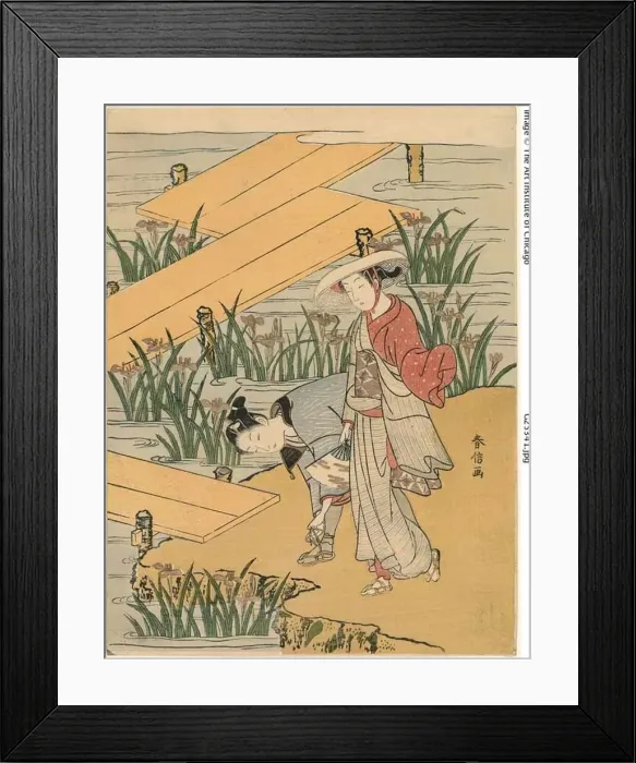 Framed Print : Eight-Plank Bridge (parody of Tales of Ise'), c. 1767 Framed Print : Eight-Plank Bridge (parody of Tales of Ise'), c. 1767