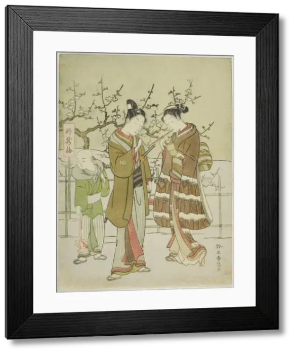 Framed Print : Giving a Light by the Garyubai Plum Tree, c. 1767 / 68. Creator: Suzuki Harunobu Framed Print : Giving a Light by the Garyubai Plum Tree, c. 1767 / 68. Creator: Suzuki Harunobu