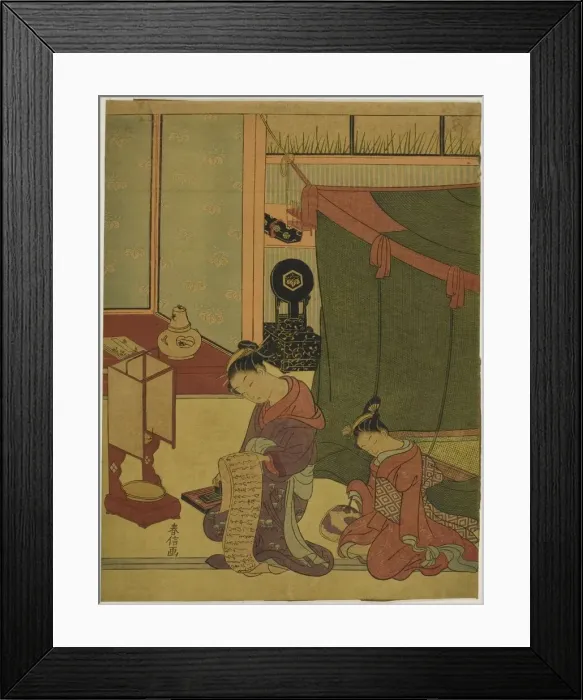 Framed Print : Courtesan and Her Sleepy Attendant, c. 1767 / 68. Creator: Suzuki Harunobu Framed Print : Courtesan and Her Sleepy Attendant, c. 1767 / 68. Creator: Suzuki Harunobu