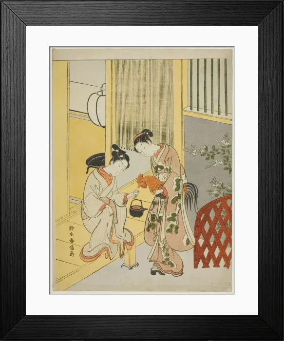 Framed Print : Delaying the announcement of dawn, c. 1767 / 68. Creator: Suzuki Harunobu Framed Print : Delaying the announcement of dawn, c. 1767 / 68. Creator: Suzuki Harunobu