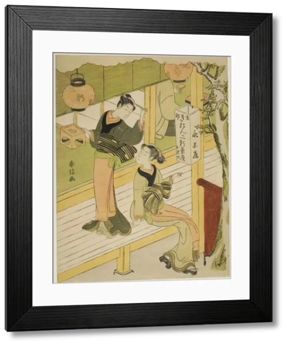 Framed Print : The Eiraku-an teahouse in Kyoto, c. 1768  /  69. Creator: Suzuki Harunobu