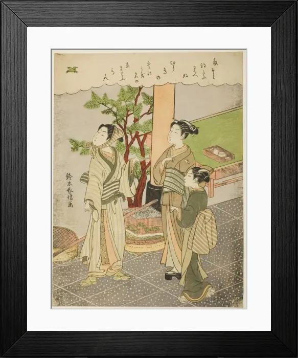 Framed Print : Freeing a captured bird, c. 1769 / 70. Creator: Suzuki Harunobu Framed Print : Freeing a captured bird, c. 1769 / 70. Creator: Suzuki Harunobu