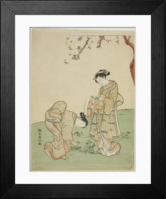 Framed Print : Gathering Spring Flowers, c. 1767. Creator: Suzuki Harunobu Framed Print : Gathering Spring Flowers, c. 1767. Creator: Suzuki Harunobu