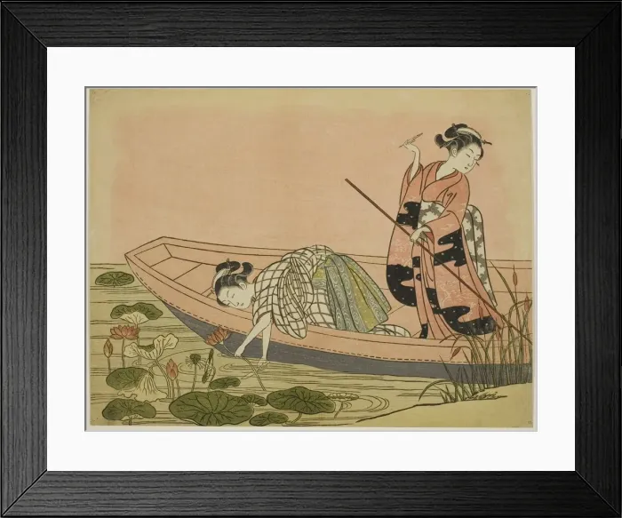 Framed Print : Gathering Lotus Flowers, c. 1765. Creator: Suzuki Harunobu Framed Print : Gathering Lotus Flowers, c. 1765. Creator: Suzuki Harunobu