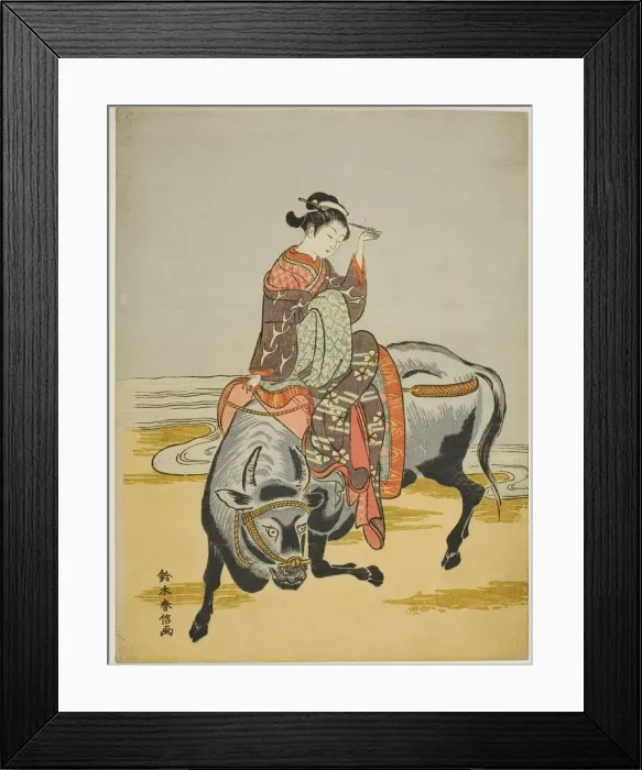 Framed Print : Courtesan Riding an Ox, c. 1766. Creator: Suzuki Harunobu Framed Print : Courtesan Riding an Ox, c. 1766. Creator: Suzuki Harunobu