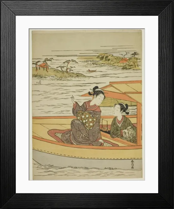 Framed Print : Two Beauties in a Boat, c. 1768. Creator: Suzuki Harunobu Framed Print : Two Beauties in a Boat, c. 1768. Creator: Suzuki Harunobu