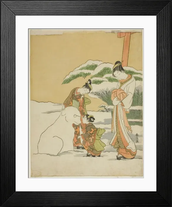 Framed Print : Making a Snow Dog, c. 1767 / 68. Creator: Suzuki Harunobu Framed Print : Making a Snow Dog, c. 1767 / 68. Creator: Suzuki Harunobu
