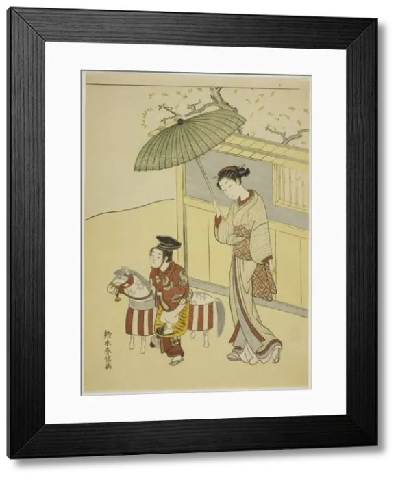 Framed Print : The Hobby Horse, c. 1767 / 68. Creator: Suzuki Harunobu Framed Print : The Hobby Horse, c. 1767 / 68. Creator: Suzuki Harunobu
