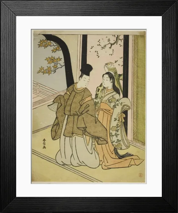 Framed Print : Courtier and Lady, c. 1768. Creator: Suzuki Harunobu Framed Print : Courtier and Lady, c. 1768. Creator: Suzuki Harunobu