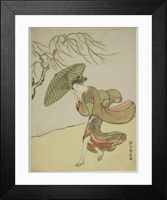 Framed Print : A Windy Day, c. 1767 / 68. Creator: Suzuki Harunobu Framed Print : A Windy Day, c. 1767 / 68. Creator: Suzuki Harunobu