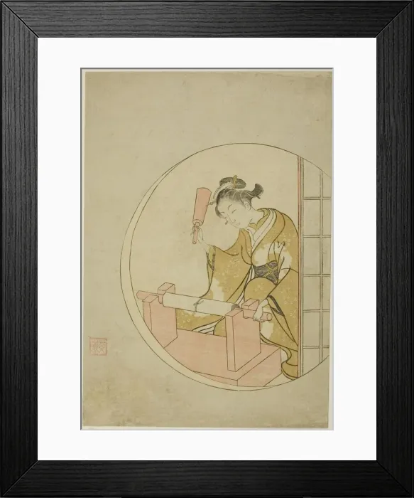 Framed Print : Fulling Cloth, c. 1765. Creator: Suzuki Harunobu Framed Print : Fulling Cloth, c. 1765. Creator: Suzuki Harunobu