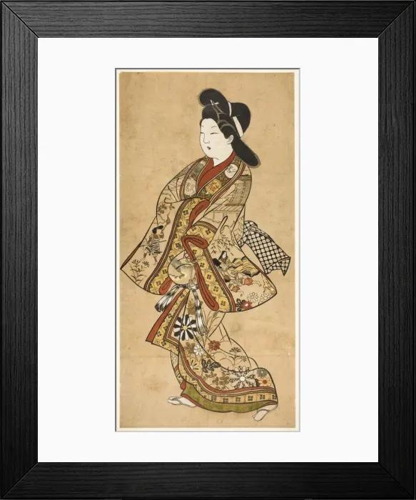 Framed Print : A Beauty Walking, 17th century. Creator: Sugimura Jihei Framed Print : A Beauty Walking, 17th century. Creator: Sugimura Jihei