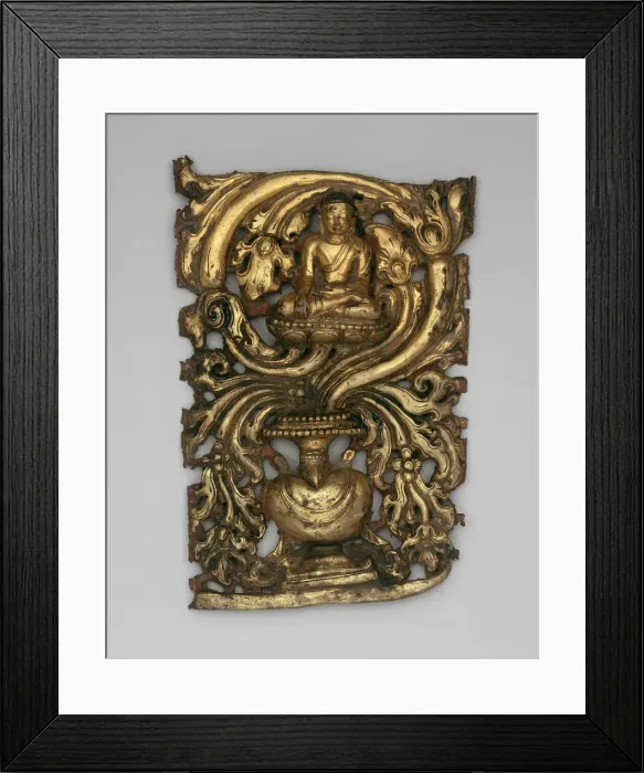 Framed Print : Transcendent Buddha Akshobhya and Vessel Overflowing with Foliage (Purnagata) Framed Print : Transcendent Buddha Akshobhya and Vessel Overflowing with Foliage (Purnagata)