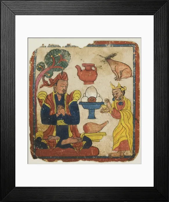Framed Print : King Mangkur Nourished by Queen Devika, from a Set of Initiation Cards (Tsakali) Framed Print : King Mangkur Nourished by Queen Devika, from a Set of Initiation Cards (Tsakali)