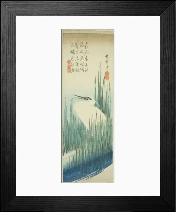 Framed Print : White heron and rushes, 1830s. Creator: Ando Hiroshige Framed Print : White heron and rushes, 1830s. Creator: Ando Hiroshige