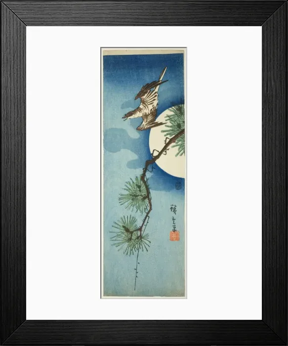 Framed Print : Cuckoo, pine branch, and full moon, c. 1843 / 47. Creator: Ando Hiroshige Framed Print : Cuckoo, pine branch, and full moon, c. 1843 / 47. Creator: Ando Hiroshige