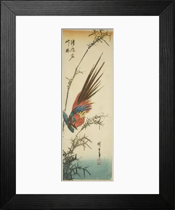 Framed Print : Copper pheasant and bamboo, 1840s. Creator: Ando Hiroshige Framed Print : Copper pheasant and bamboo, 1840s. Creator: Ando Hiroshige