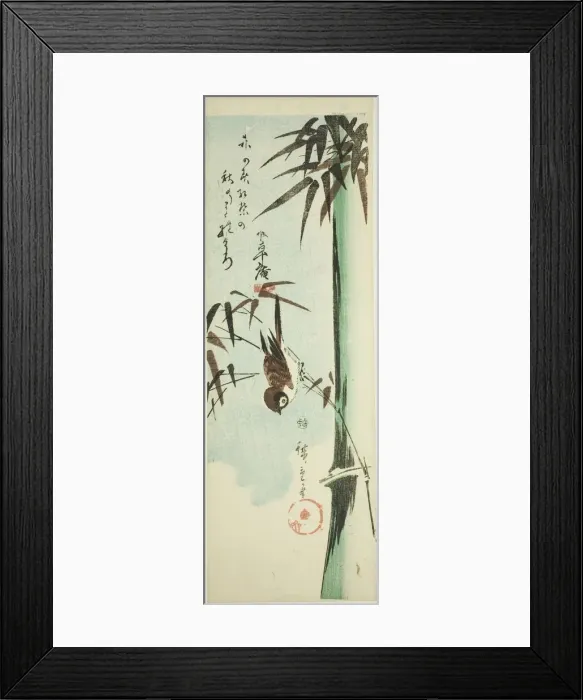 Framed Print : Sparrow and bamboo, c. 1843 / 47. Creator: Ando Hiroshige Framed Print : Sparrow and bamboo, c. 1843 / 47. Creator: Ando Hiroshige